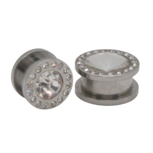 Piercing Alargador Orelha Aço 316L Pedras Modelo 1